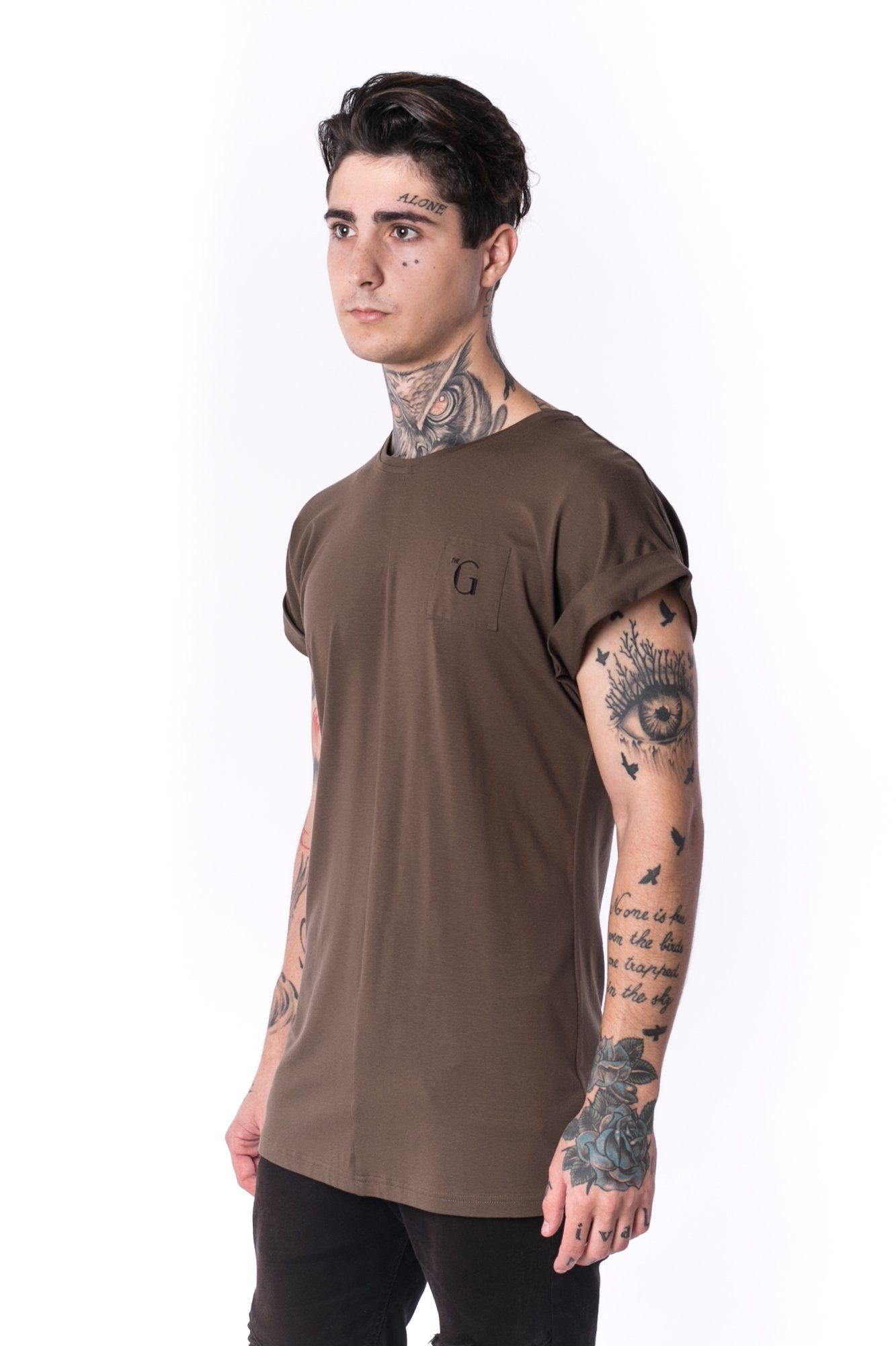 The Man Panelled 4cm Bent Sleeve Tee 17 // firgreen