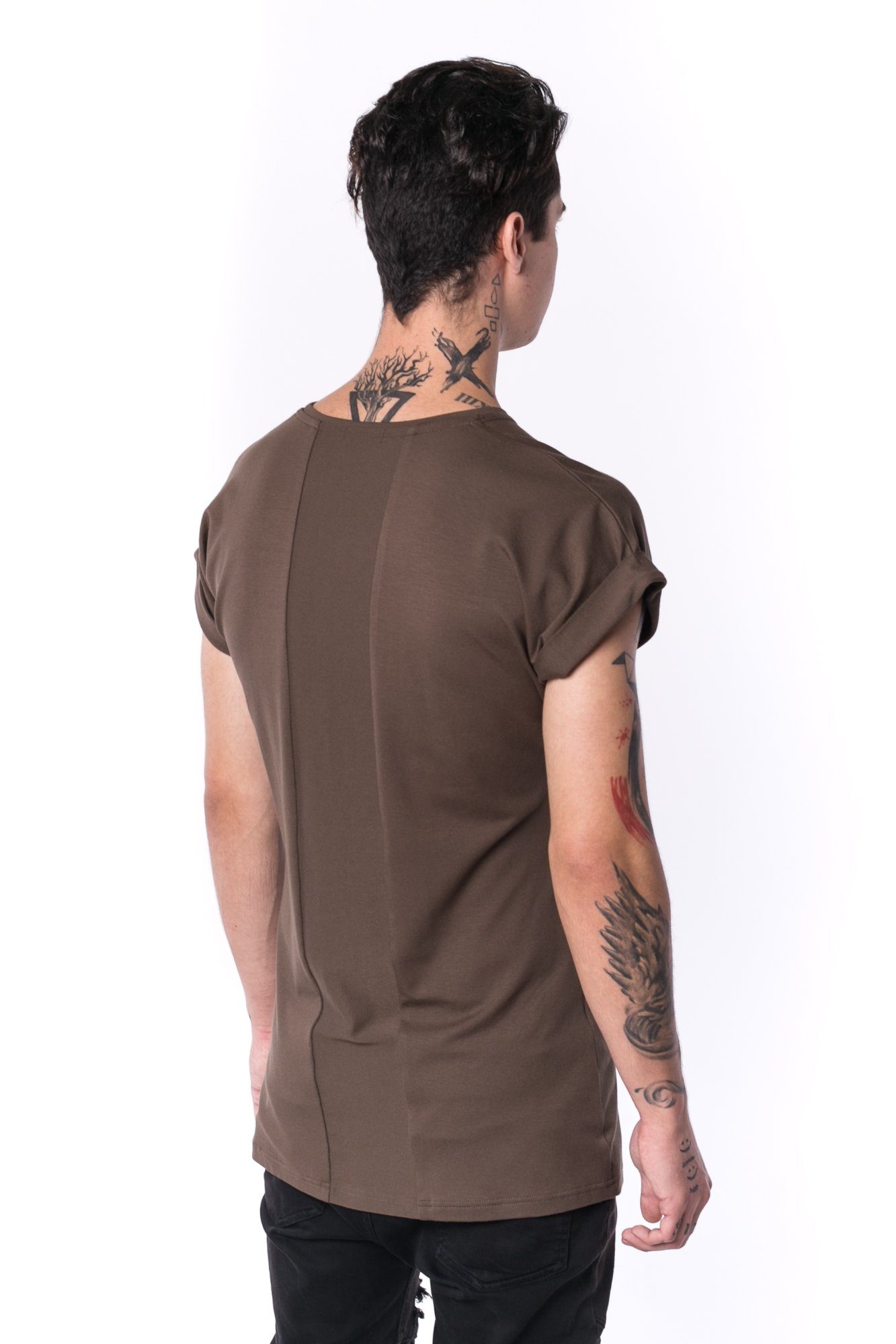 The Man Panelled 4cm Bent Sleeve Tee 17 // firgreen