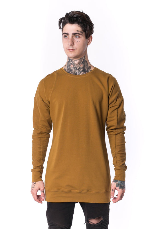 The Man Paneled Pullover Crewneck 17 // umber
