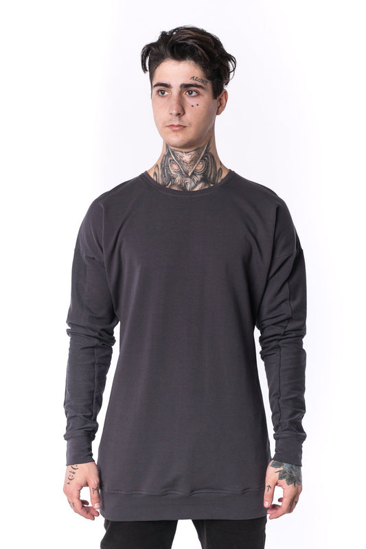 The Man Paneled Pullover Crewneck 17 // dřevěné uhlí