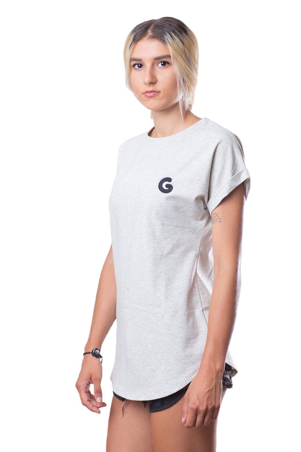 Dámské tričko French Terry Oversize // šedobílé