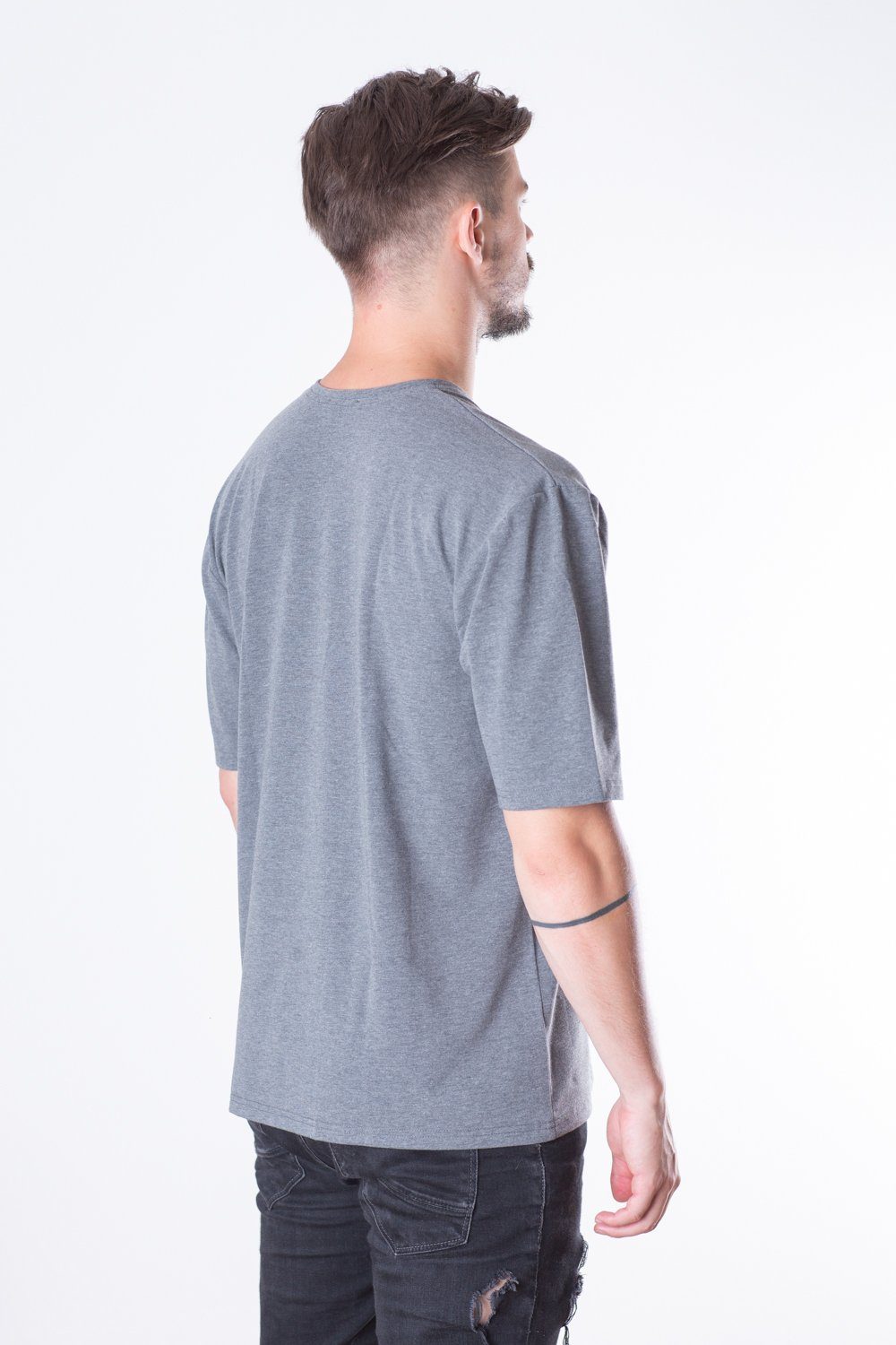 Tričko French Terry Man Oversize // šedý proužek
