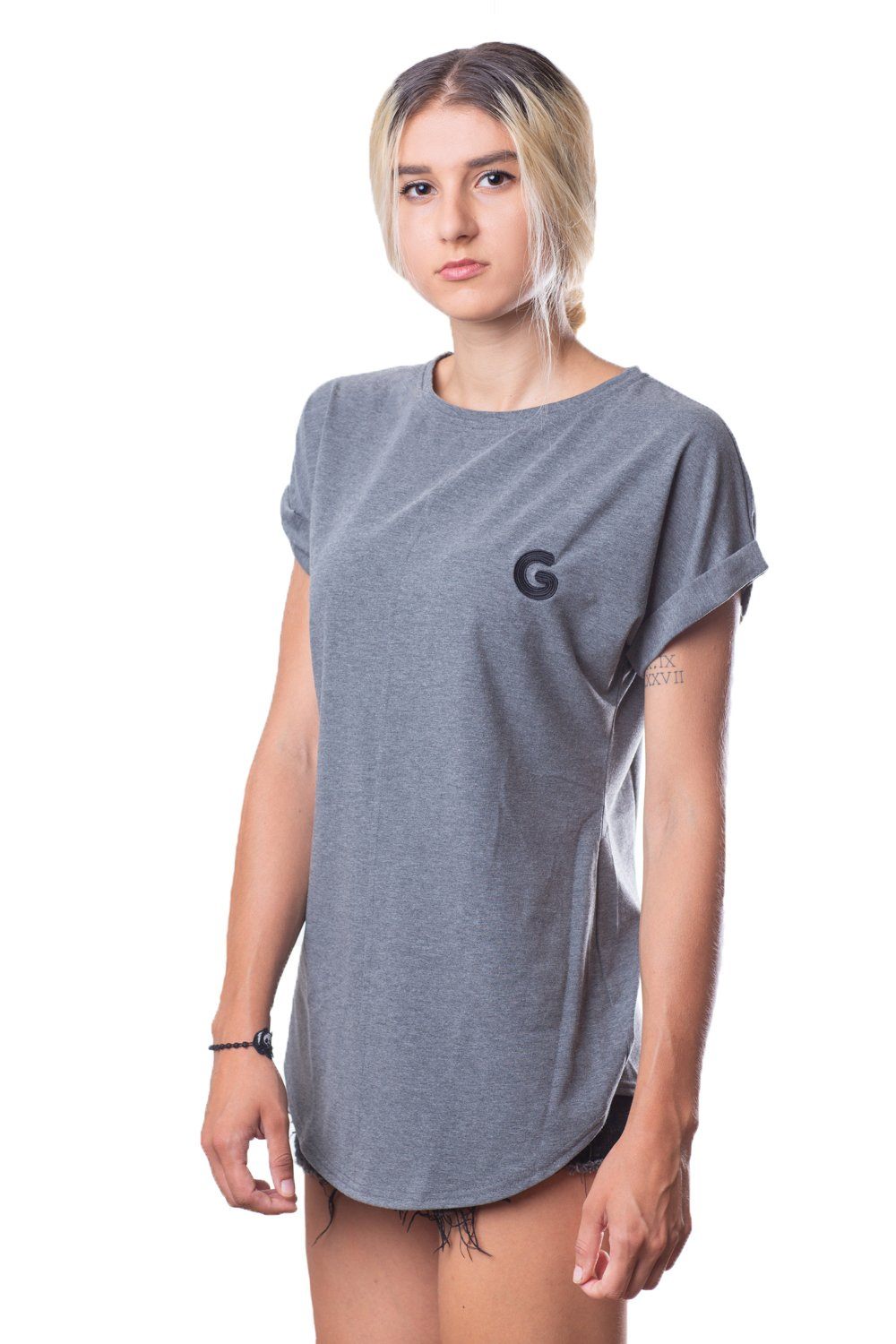 Tričko French Terry Woman Oversize // šedý proužek