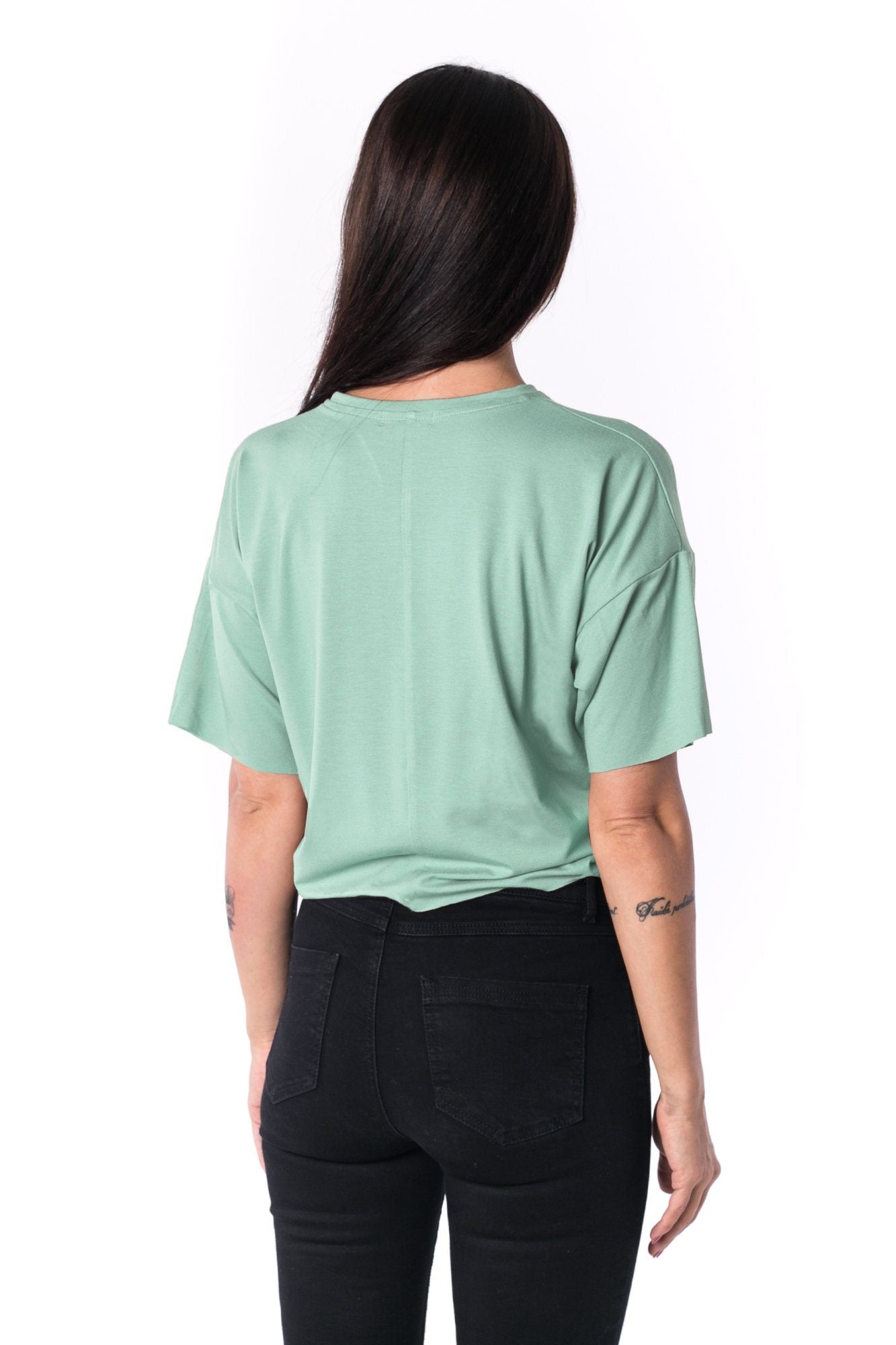 Dámské panelované oversized triko Cropped 17 // mint