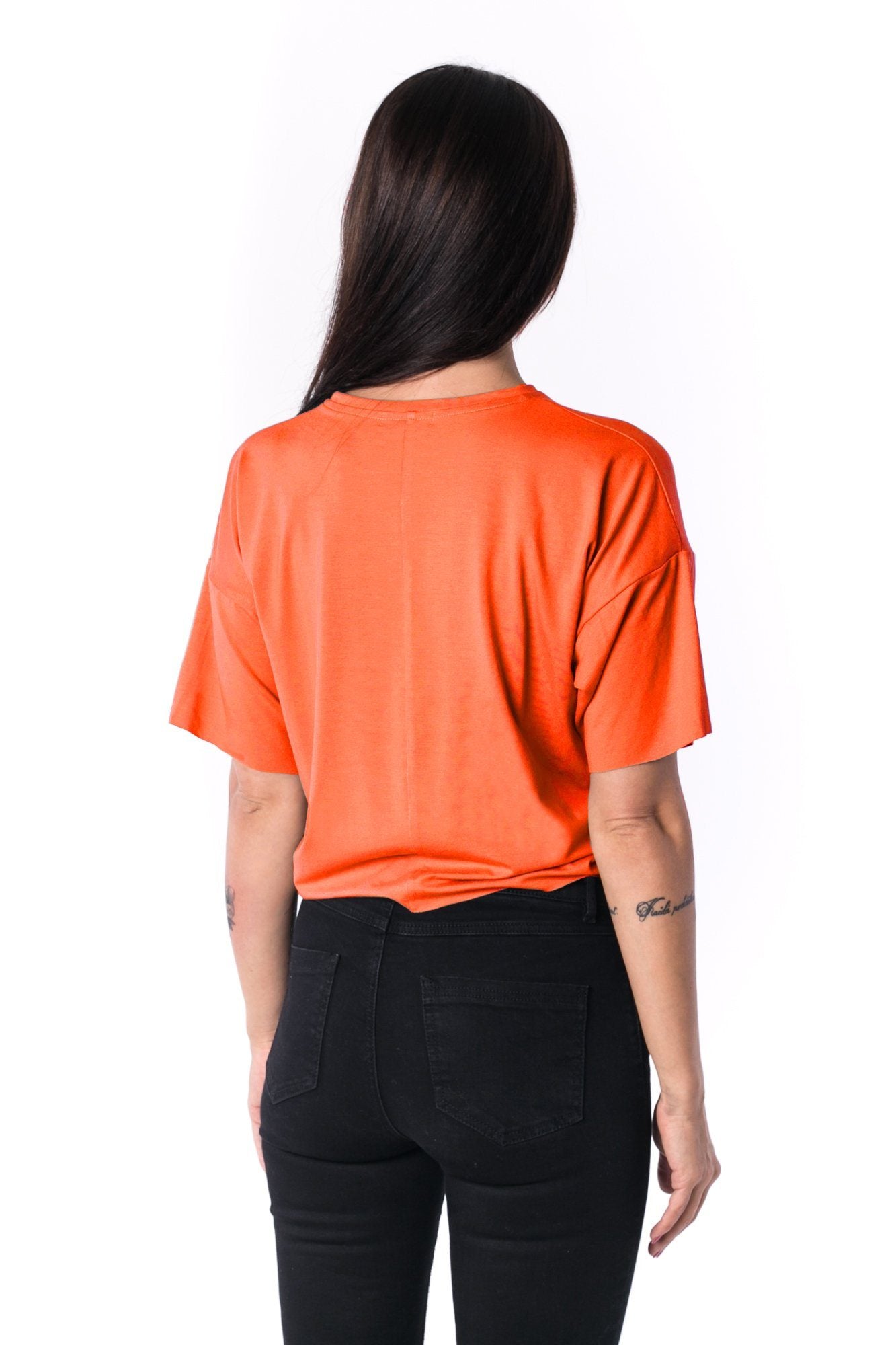 Dámské Paneled Oversized Cropped Tričko 17 // oranžové