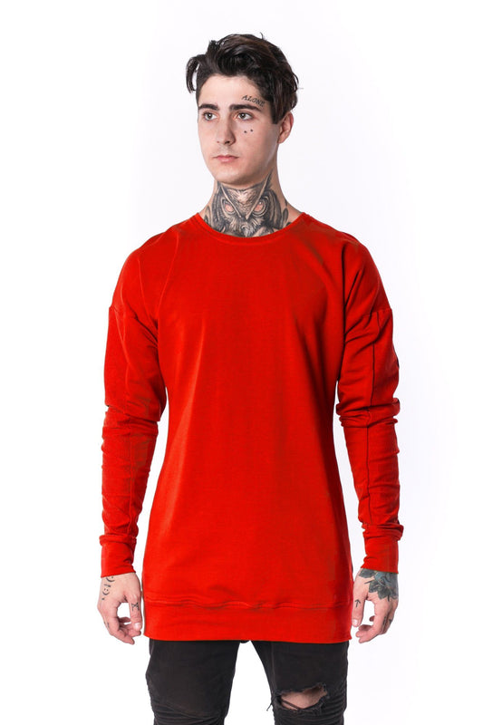 The Man Paneled Pullover Crewneck 17 // red