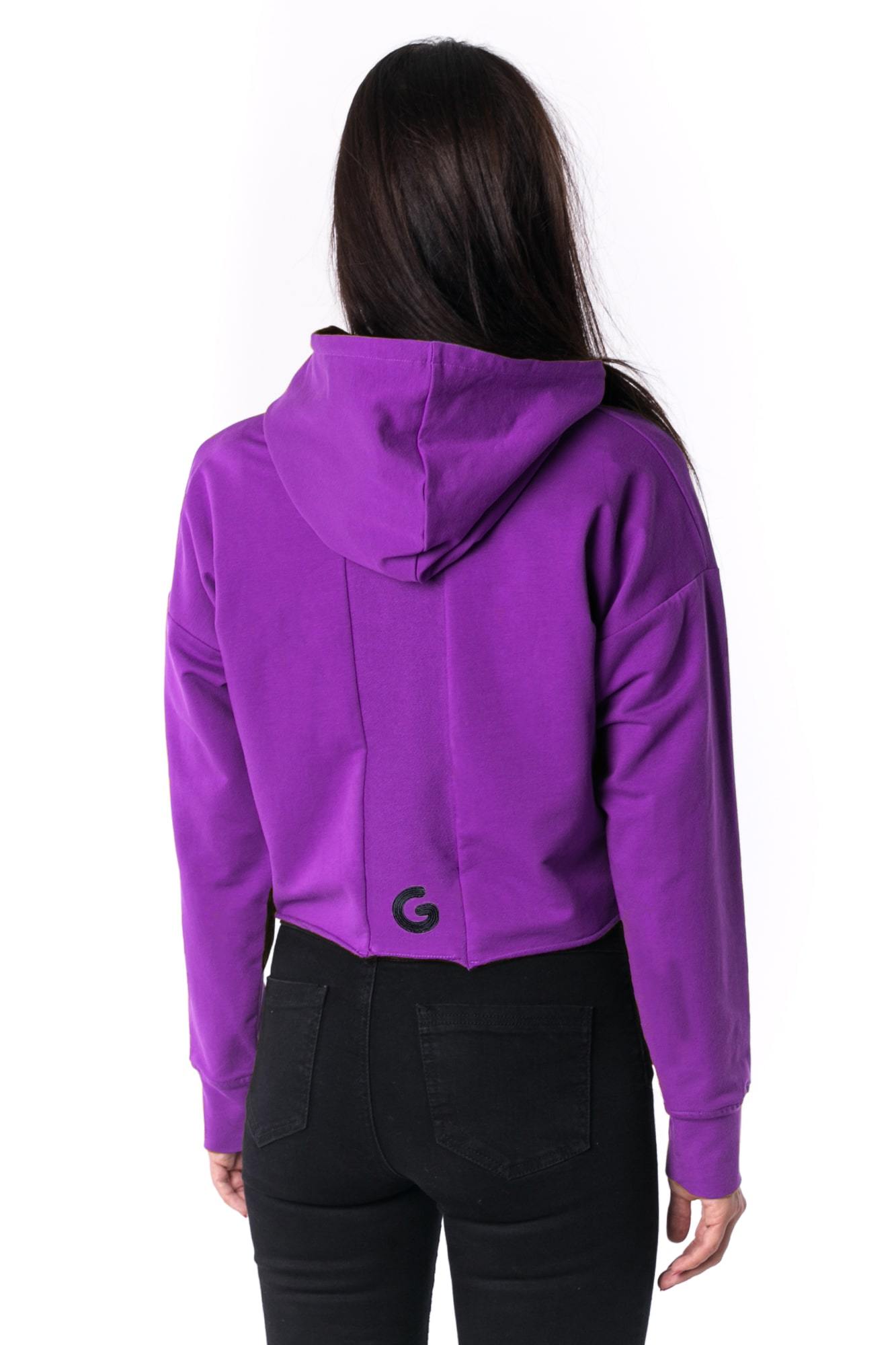 The Woman Paneled Cropped Hoody 17 // fialová