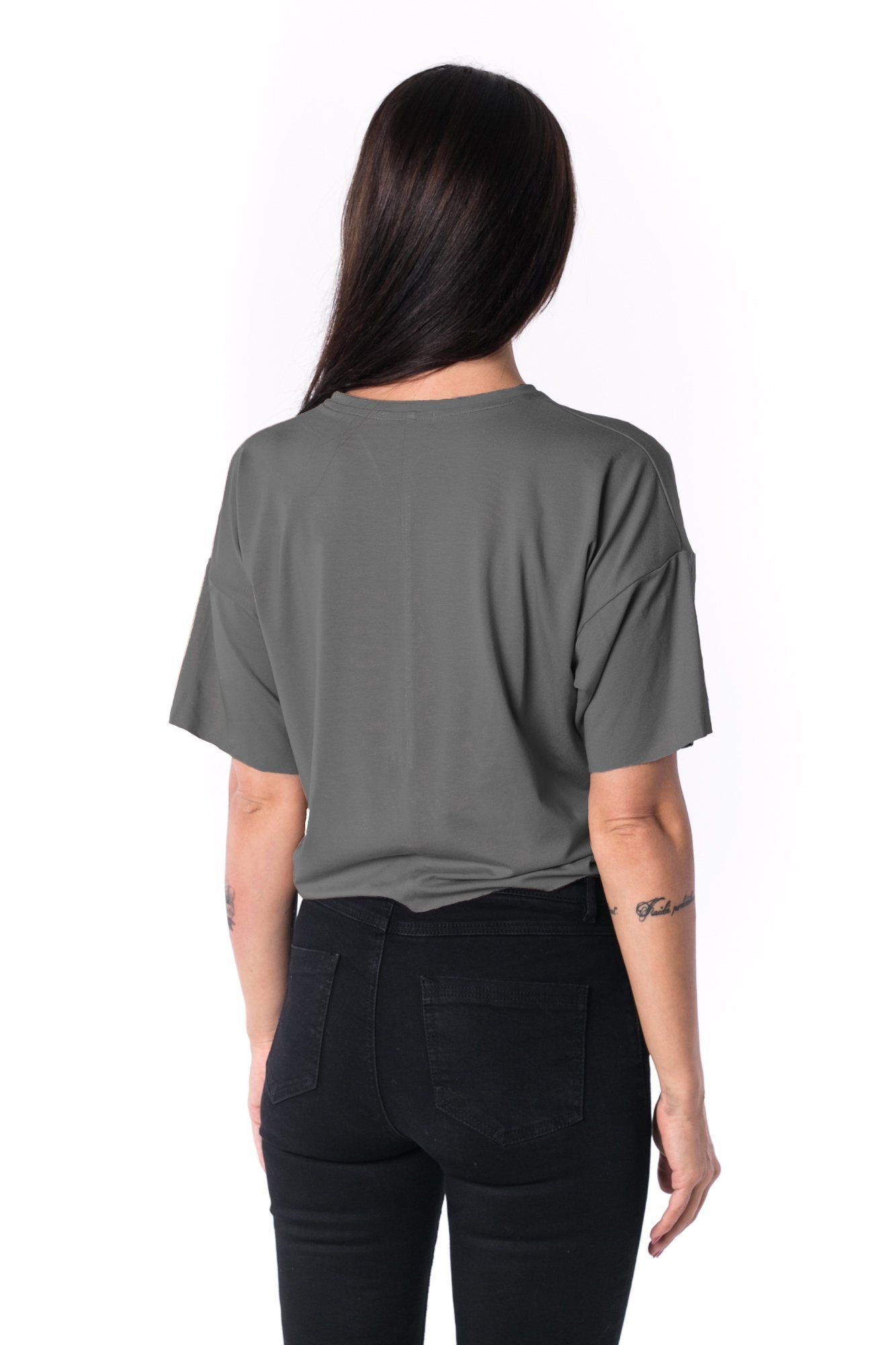 Dámské panelované oversized triko Cropped 17 // šedé