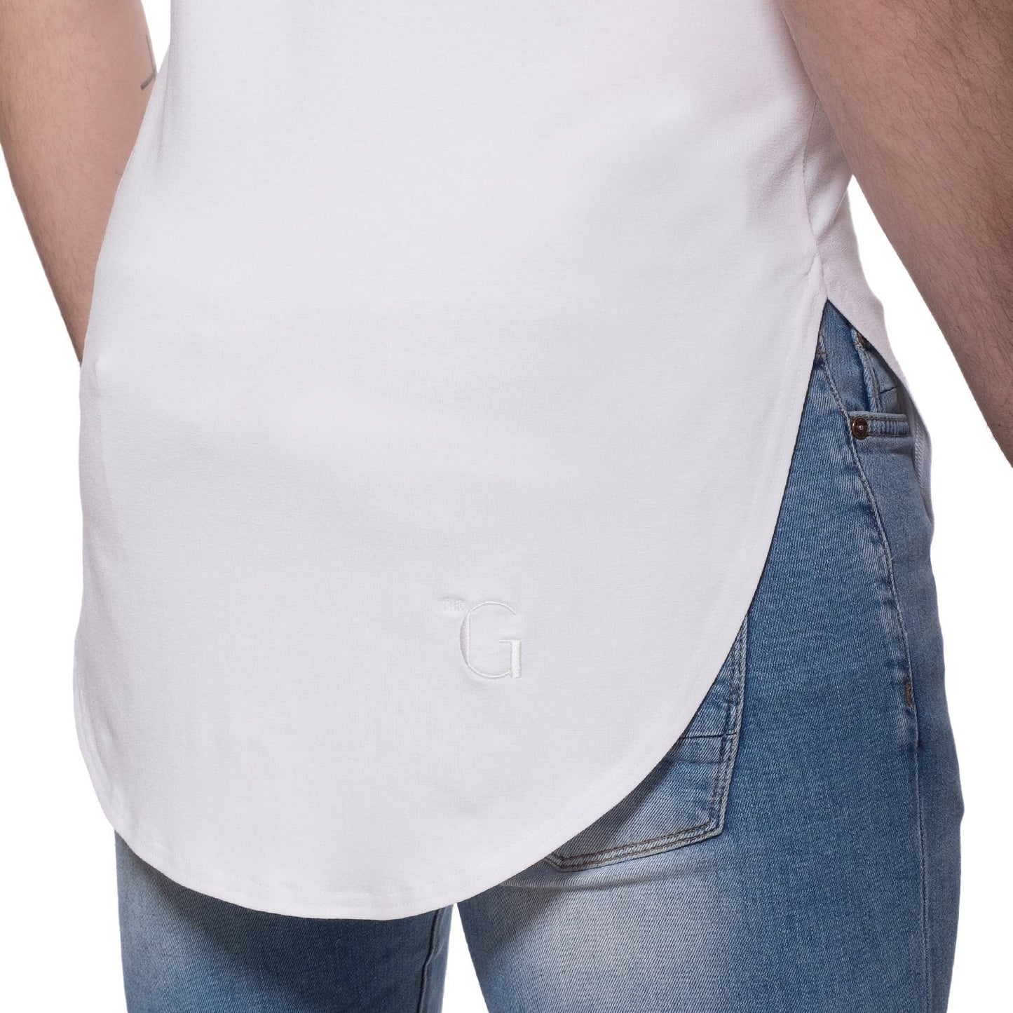 TheG Man Viscose Basic 2/2 Long Tee // bílé