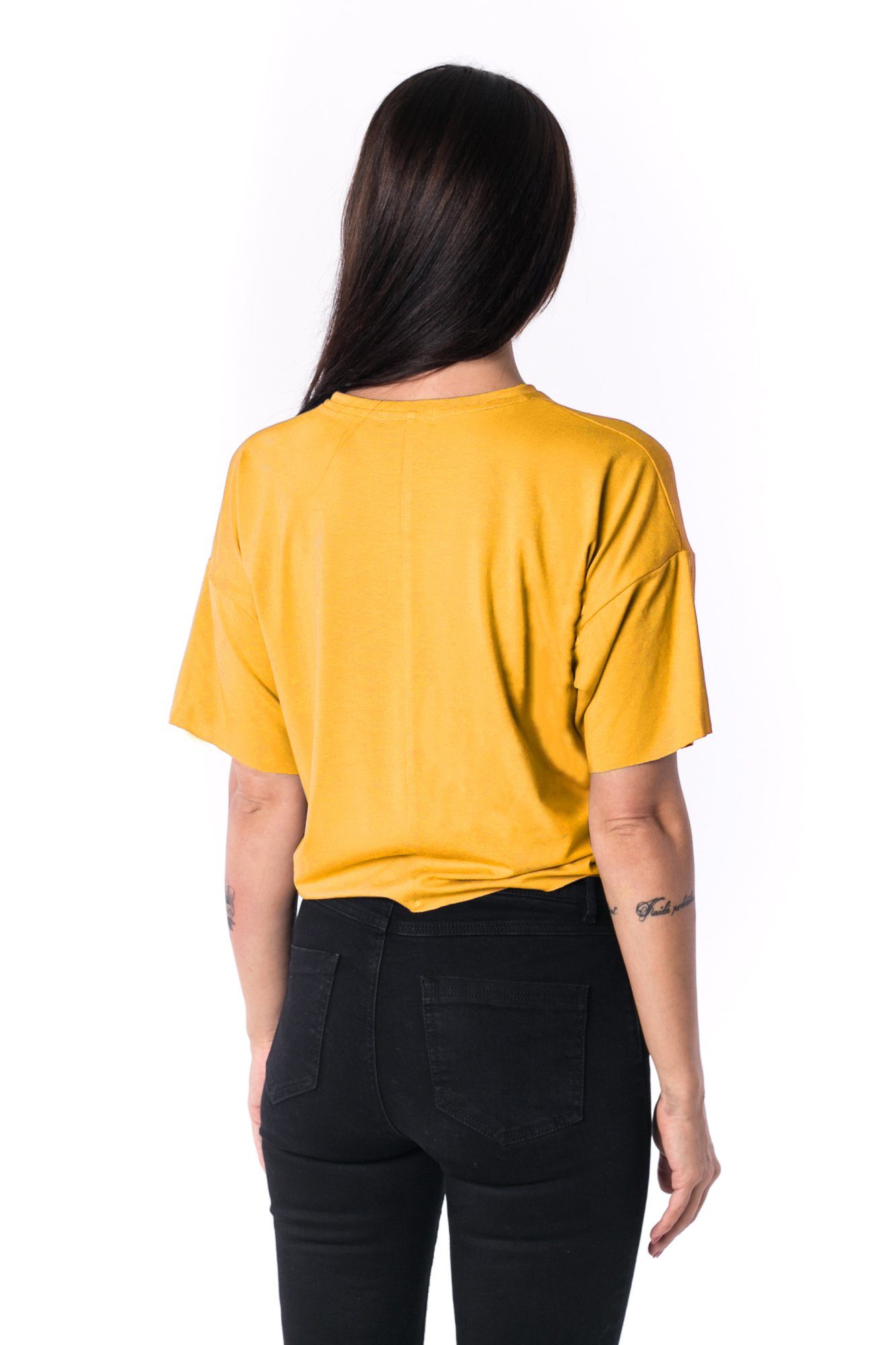 TheG Woman Paneled Oversize Crop Tee 17 // žluté