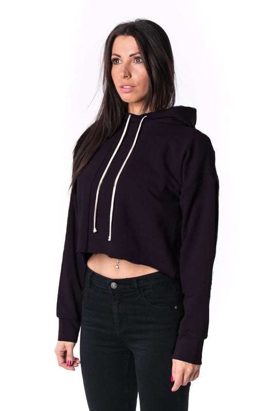 The Woman Paneled Cropped Hoody 17 // černá