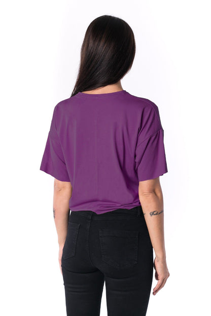 Woman Paneled Oversized Cropped Tee 17 // fialová