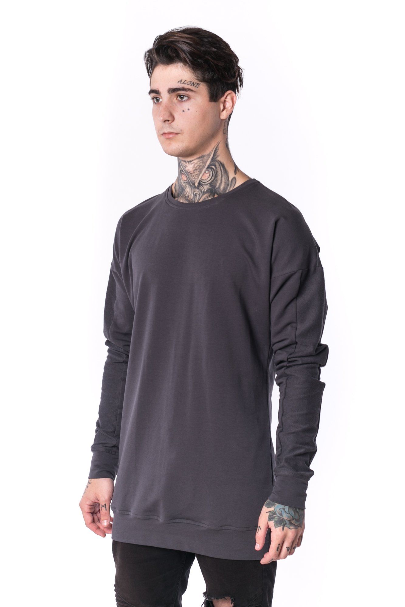 The Man Panelled Pullover Crewneck 17 // charcoal