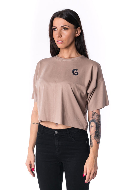 TheG Woman Paneled Oversize Crop Tee 17 // mocca