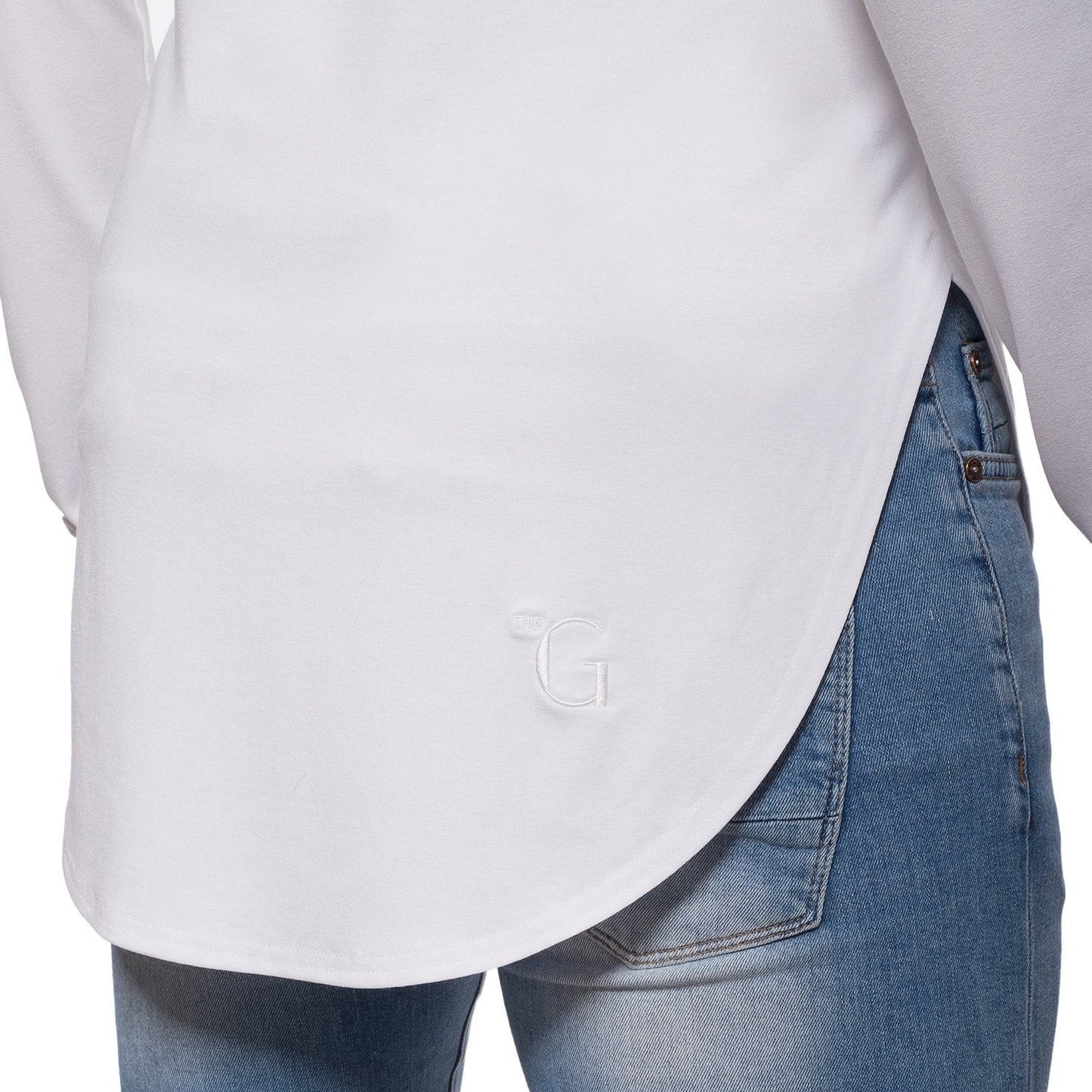 TheG viscose handmade designer under long tee white
